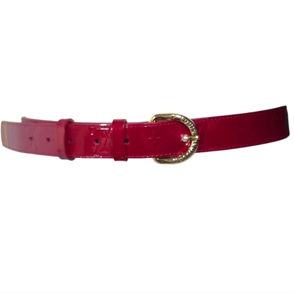 Louis Vuitton Red Vernis Leather Belt Gold Buckle Size 90/36 Made in France main image 15